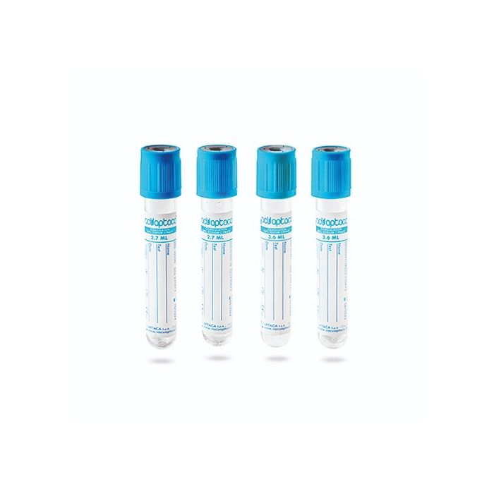 Provette sodio citrato 3,8% 3,6 ml 13 x 75 mm tappo azzurro 100 pezzi Nuova Aptaca 