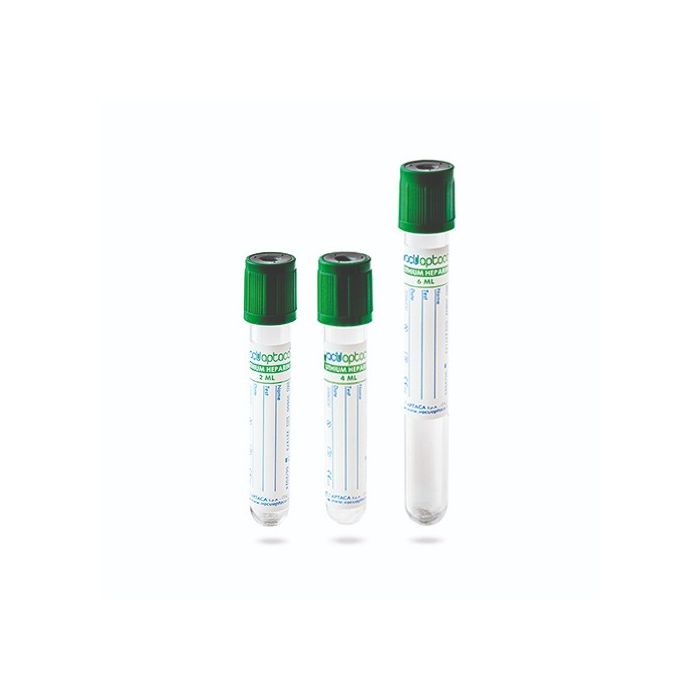 Provette litio eparina 13 x 100 mm 6 ml tappo verde sterili 100 pezzi Nuova Aptaca