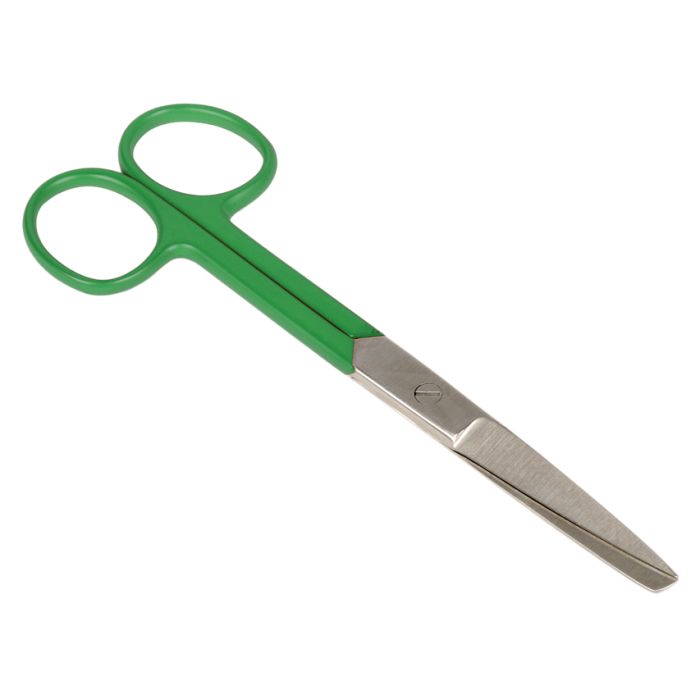 Forbici rette con punte alterne in acciaio inox 14 cm anelli verdi Gima