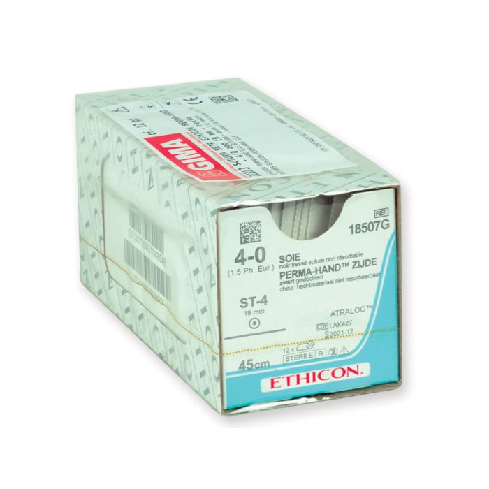 SUTURA SETA ETHICON PERMA-HAND - 4/0 ago 19 mm - retta conf. 12 pezzi