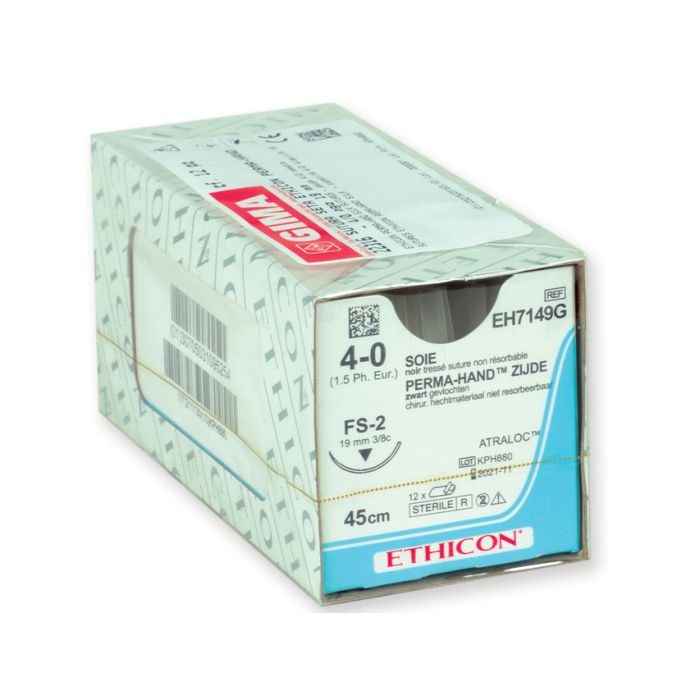 SUTURA SETA ETHICON PERMA-HAND - 4/0 ago 19 mm conf. 12 pezzi