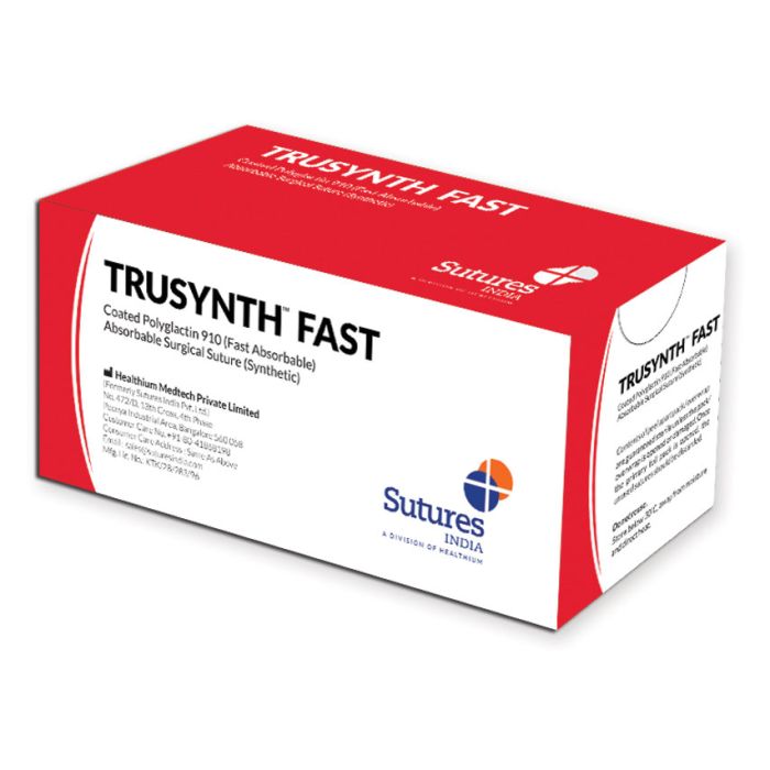 Sutura ass. Trusynth Fast calibro 6/0, curva 3/8, ago 11 mm, lung. 45 cm, incolore, conf. 12 pezzi