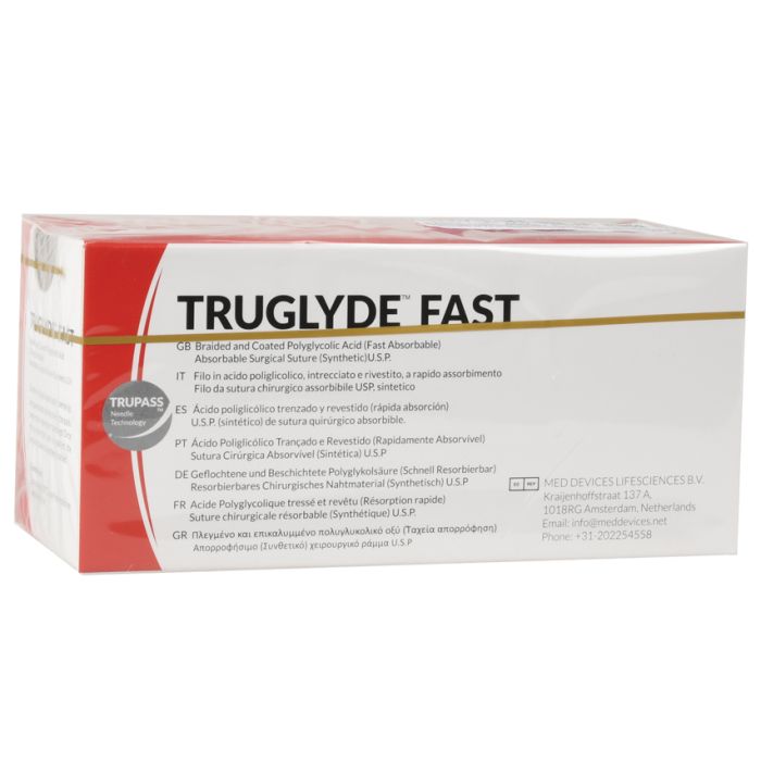 SUTURA ASSORBIBILE TRUGLYDE FAST calibro 5/0, curva 1/2, ago 17 mm - 75 cm - incolore conf. 12 pezzi