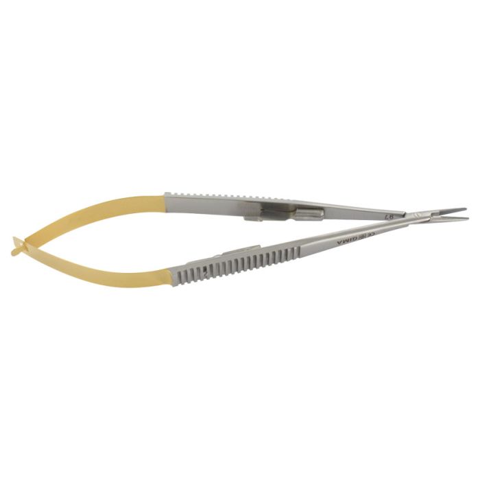 PORTA AGHI CASTROVIEJO IN TUGSTENO RETTO 14 cm punte lisce Gima