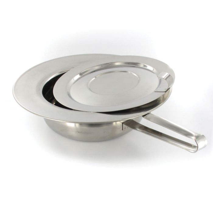 PADELLA IN ACCIAIO INOX CON COPERCHIO - 320 x 85 mm - con manico 
