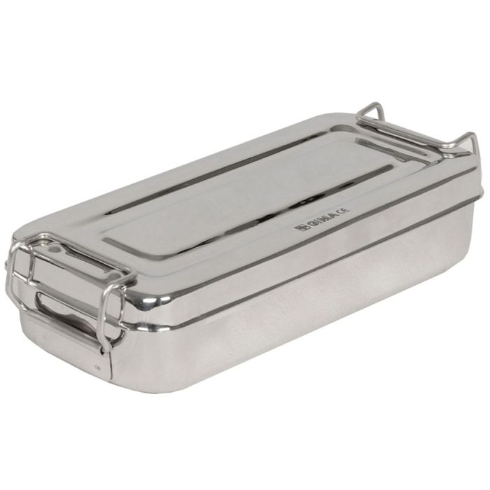 SCATOLA PORTASTRUMENTI IN ACCIAIO INOX 18X8X4 cm con manici 