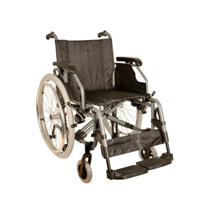 CARROZZINA KING ALLUMINIO GIMA - seduta 46 cm in tessuto nero