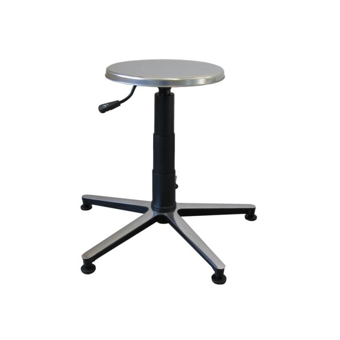 SGABELLO sedile inox, base in alluminio con piedini 