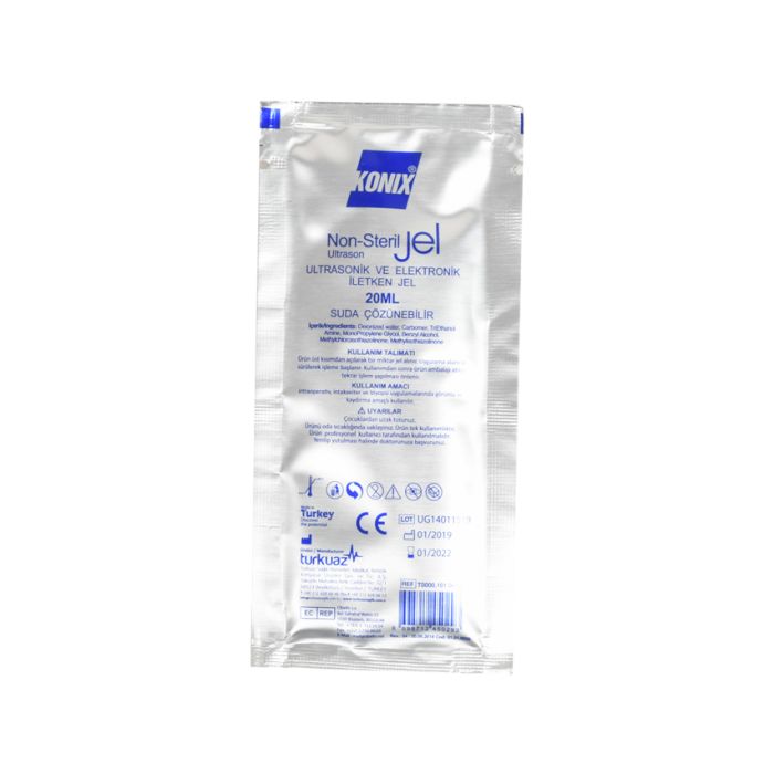 Gel ultrasuoni trasparente KONIX in bustina da 20ml non sterile conf. da 200 pezzi