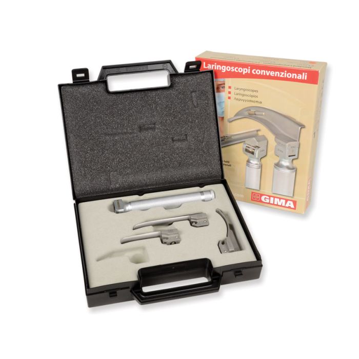 Set laringoscopio pediatrico 2,5 V con 3 lame (Miller 0‑1, McIntosh 0) Gima