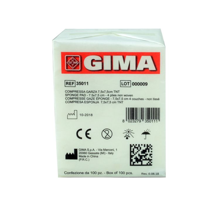 Compresse Garza TNT non sterile 7,5x7,5 cm conf. 10 pacchi da 100 Gima