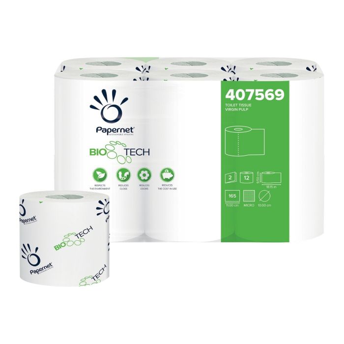 Carta Igienica Fascettata 165 Strappi 96 Rotoli 2 Veli Papernet Bio Tech