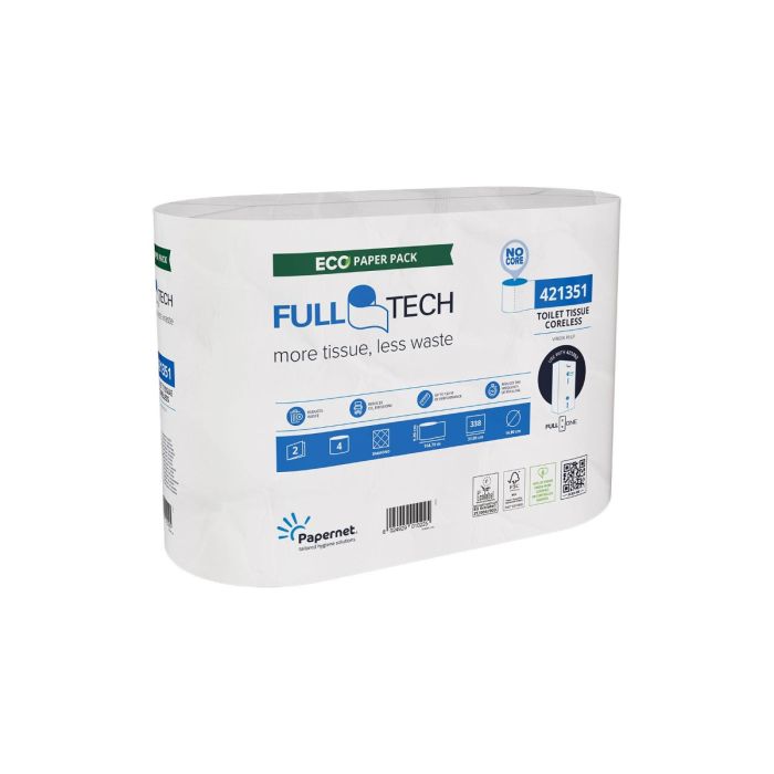 Carta Igienica con tecnologia ad estrazione centrale confezione 4 rotoli 338 strappi Papernet Full Tech