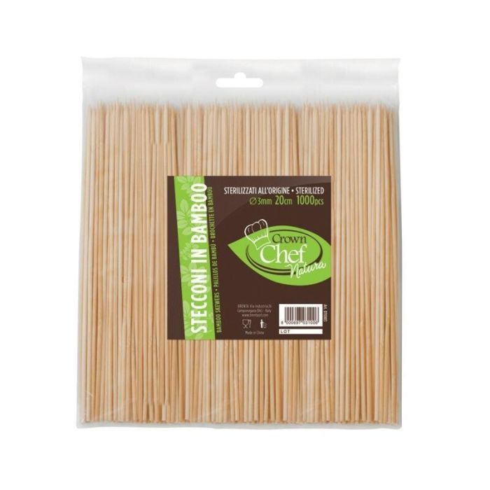 Spiedi in bambù Ø 3 mm altezza 20 cm confezione da 1000 pezzi Byo