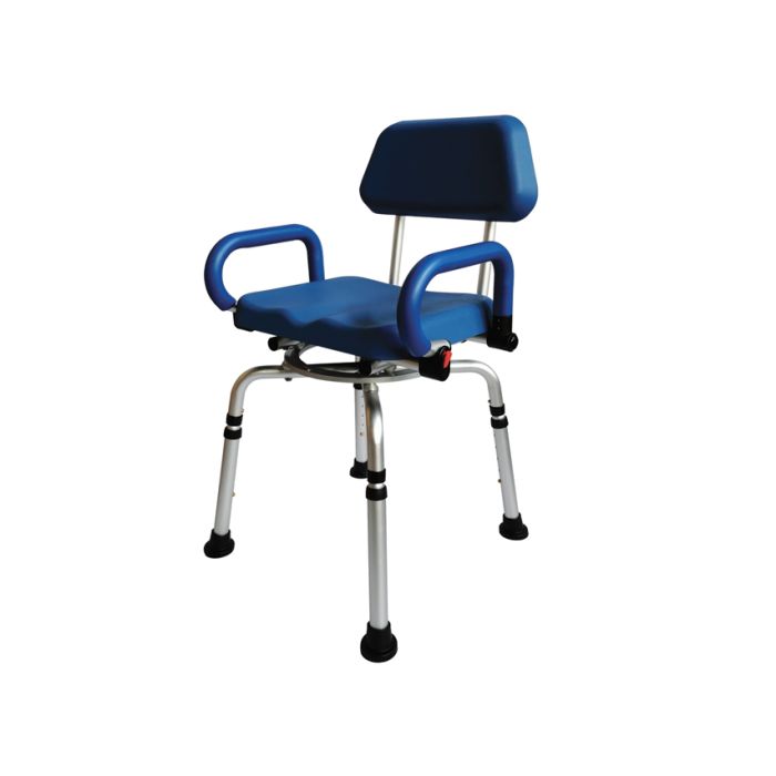 SEDIA DA DOCCIA GIREVOLE con schienale e braccioli in PU portata 136 kg 