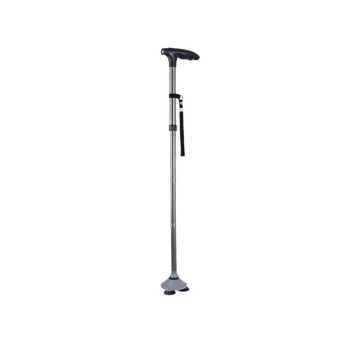 BASTONE CON VENTOSE e LUCE LED - argento 