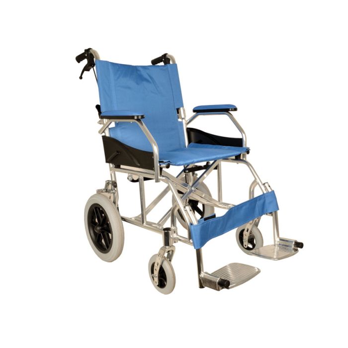 CARROZZINA QUEEN GIMA IN ALLUMINIO - seduta 46 cm in tessuto azzurro