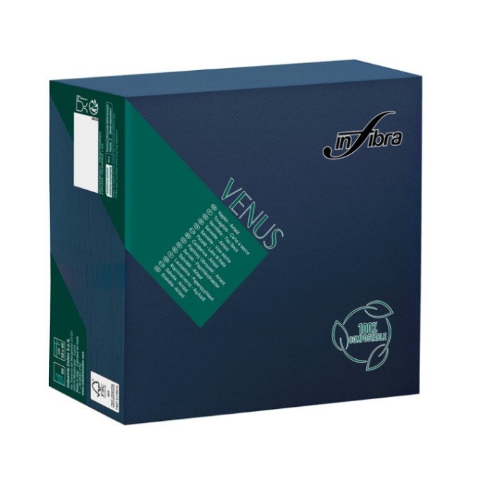 Tovagliolo 40 x 40 cm Airlaid effetto tessuto 1 velo blu confezione 50 pezzi Infibra Venus
