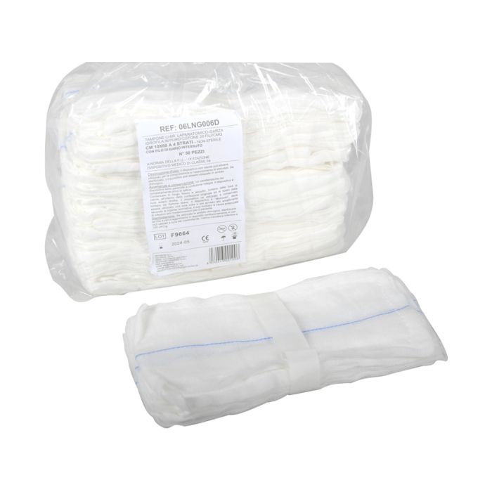 Garza laparatomica bianca non sterile 10x60 cm 4 fili conf. 600 pezzi