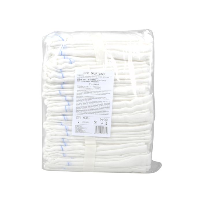 Garza laparatomica bianca non sterile 40x40 cm 8 fili conf. 250 pezzi