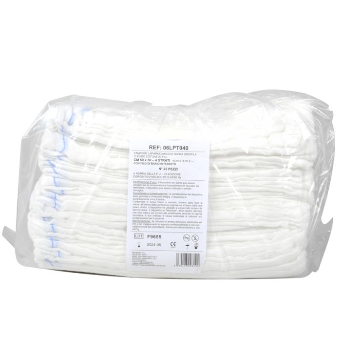 Garza laparatomica bianca non sterile 50x50 cm 4 fili conf. 250 pezzi