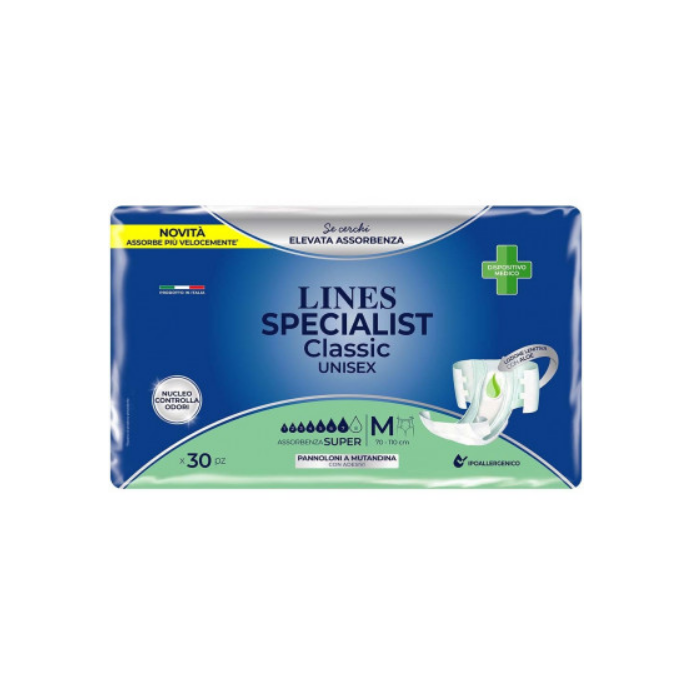 Pannolone a mutandina con adesivi taglia M Super da 30 pezzi Lines Specialist Classic