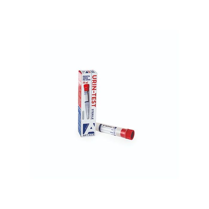 Provetta per urine 10 ml sterile conica graduata in PP tappo a pressione rosso Nuova Aptaca