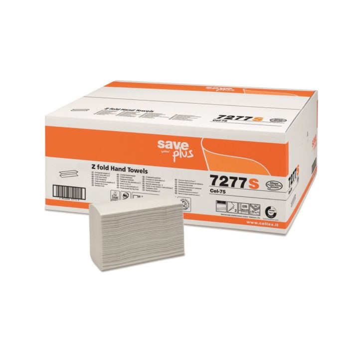 Asciugamano piegato a Z 20,5 x 24 cm 2 veli confezione 3000 pezzi Celtex Save