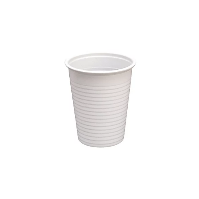 Bicchiere 200 cc plastica bianco conf da 100 pezzi
