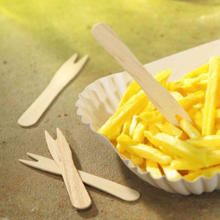 Forchettine per chips in legno 8,5 cm confezione da 1000 pezzi Byo