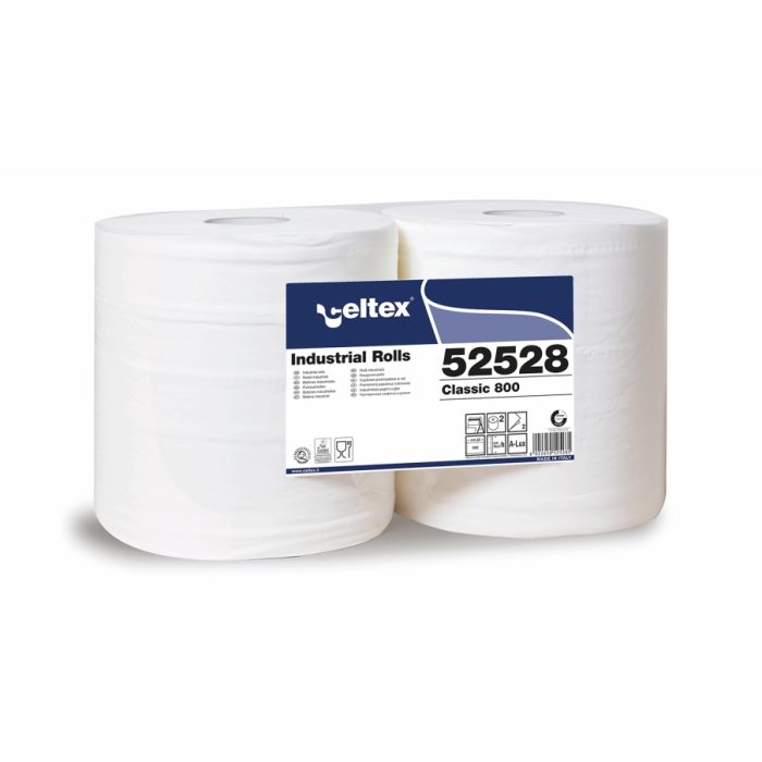 Bobina industriale liscia 800 strappi 304 metri 2 veli confezione 2 rotoli Celtex Classic 800