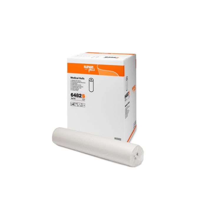 Lenzuolino medico H 59,5 cm x 68 metri 200 strappi 2 veli confezione 6 rotoli Celtex Save