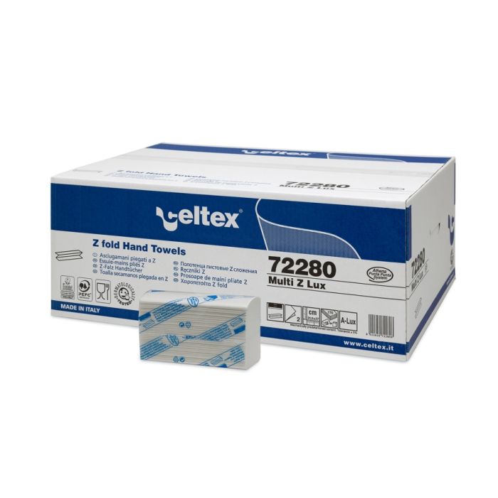 Asciugamano piegato a Z 21,5 x 27 cm 2 veli confezione 3060 pezzi Celtex Multi Z Lux