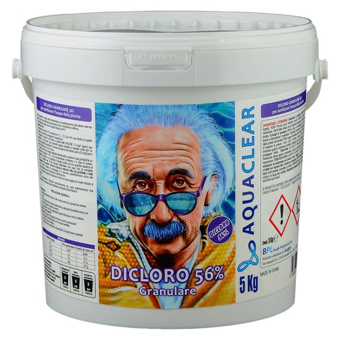 Dicloro granulare 56% diidrato per piscine secchiello da 5 kg Aquaclear