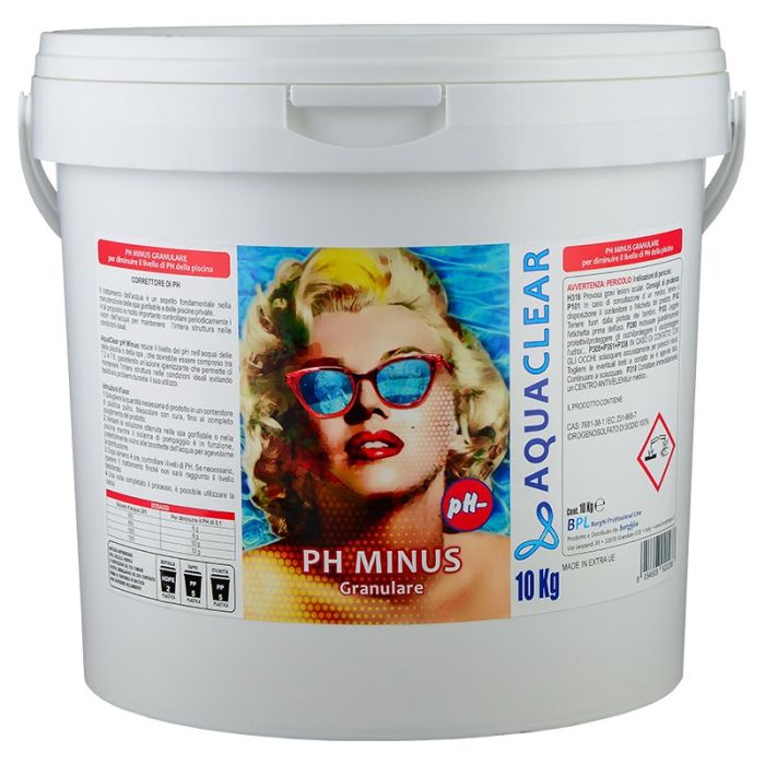 pH Minus granulare a base di bisolfato di sodio per piscine secchiello 10 kg Aquaclear