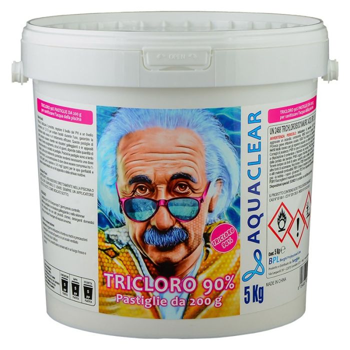 Pastiglie tricloro 90/200 blisterate a lenta dissoluzione secchiello 10 kg Aquaclear