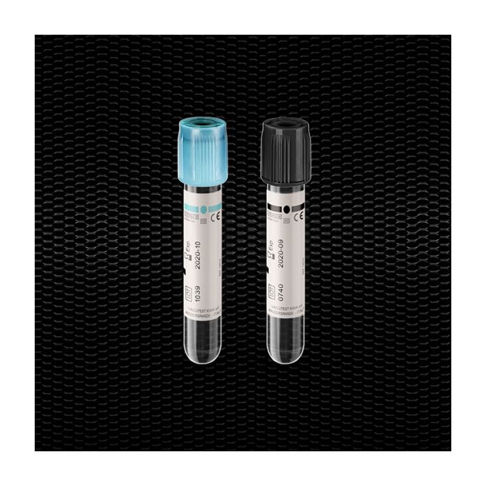 Provette sodio citrato 3,8% 13 x 75 mm aspirazione 3,15 ml tappo azzurro 100 pezzi Vacutest Syntesys