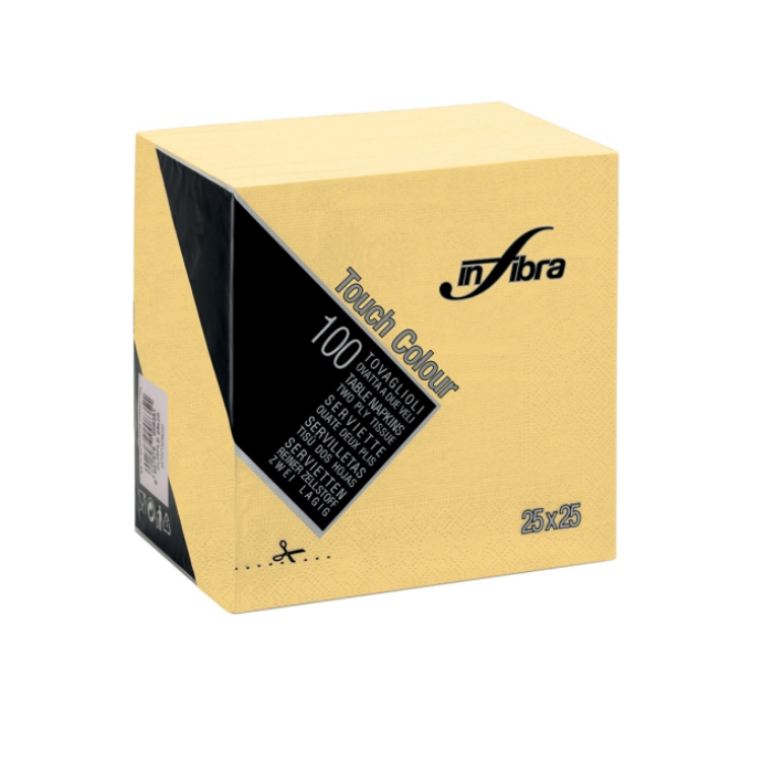 Tovagliolo 25 x 25 cm 2 veli crema confezione 100 pezzi Infibra Colour