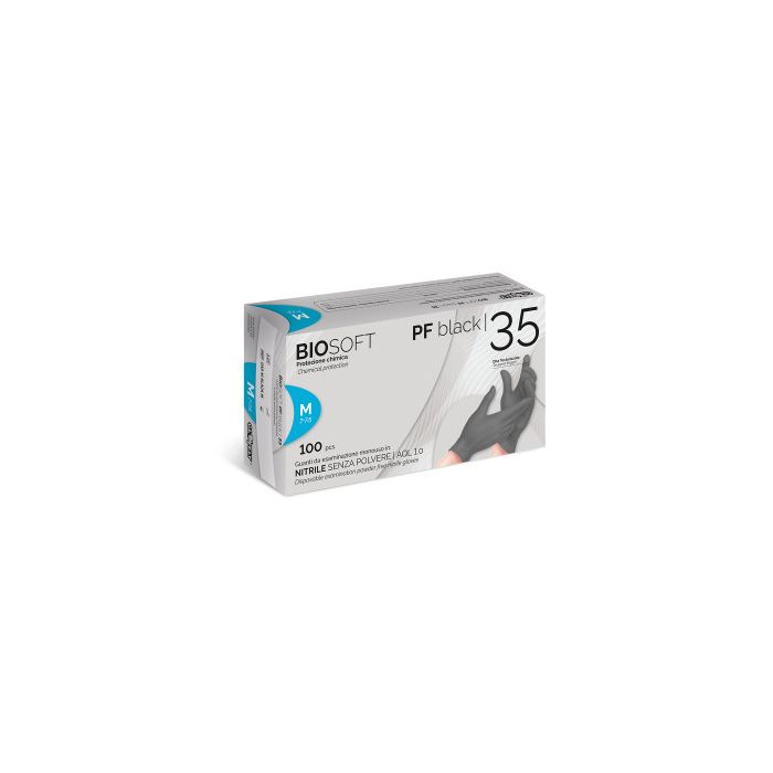 Guanto monouso in nitrile nero senza polvere taglie XS-XL confezione da 100 pezzi Rays BIOSOFT PF Black 35