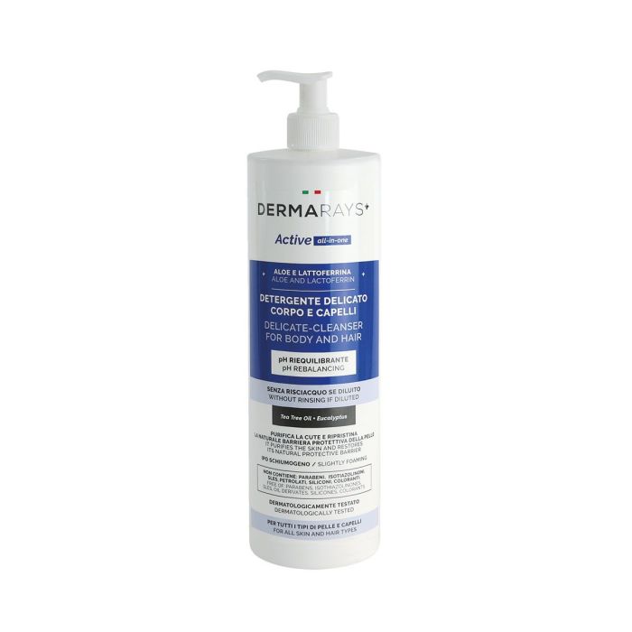 Detergente delicato corpo e capelli 1000 ml dermoprotettivo iposchiumogeno Dermarays Active All-in-one