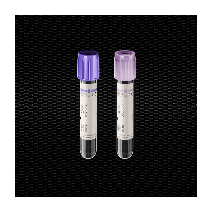 Provette K3 EDTA per emocromo 13 x 75 mm 3 ml tappo viola sterili 100 pezzi Vacutest Syntesys