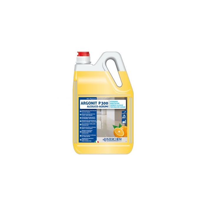 Detergente per pavimenti alcolico brillantante 5 litri Interchem Argonit P 300 Alcolico Agrumi