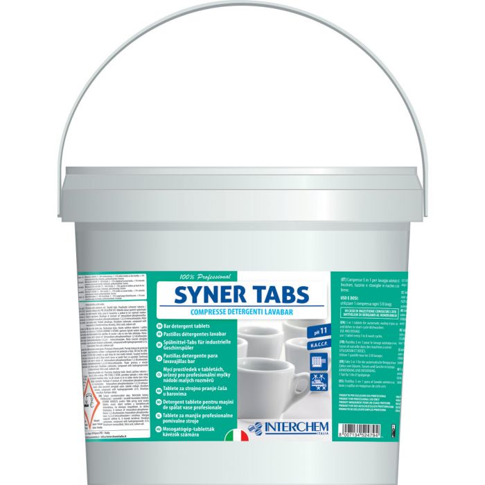 Pastiglie lavabicchieri e lavatazzine 5 in 1 idrosolubili 3 kg Interchem Syner Tabs