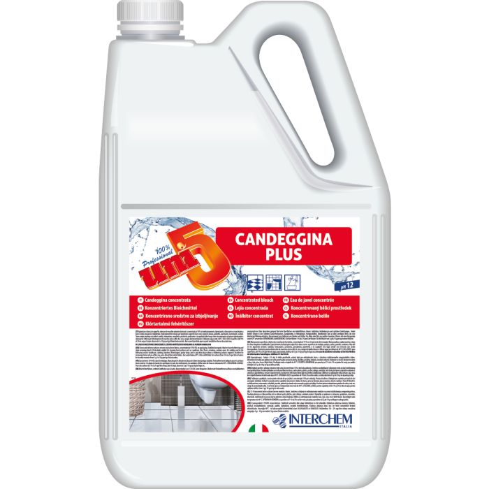 Candeggina concentrata al 15% igienizzante e sbiancante 5 litri Interchem Uni5 Candeggina Plus