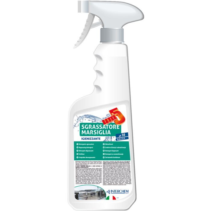 Sgrassatore al sapone di Marsiglia 750 ml Interchem Uni5 Sgrassatore Marsiglia Igienizzante
