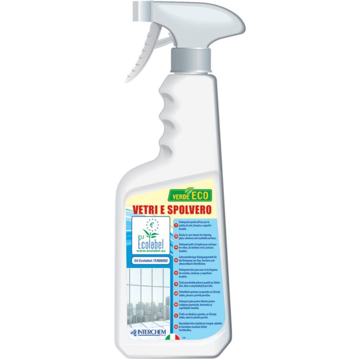 Detergente per vetri e spolvero Ecolabel senza aloni 750 ml Interchem Verde Eco Vetri e Spolvero