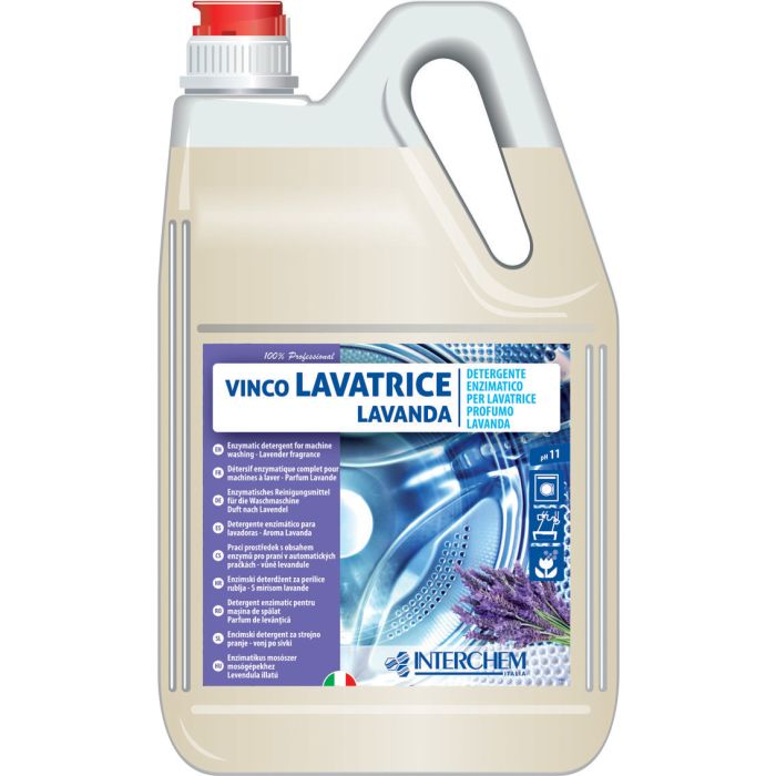 Detersivo lavatrice liquido enzimatico professionale profumo lavanda 5 kg Interchem Vinco Lavatrice Lavanda