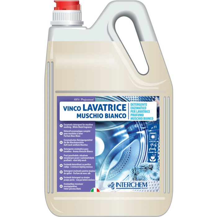 Detersivo lavatrice liquido enzimatico profumato 5 kg Interchem Vinco Lavatrice Muschio Bianco