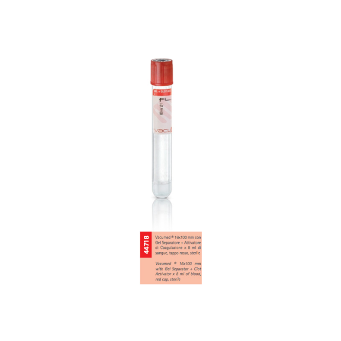FL Medical Vacumed provetta Gel Separatore + Attivatore di Coagulazione tappo rosso sterile 100 pezzi
