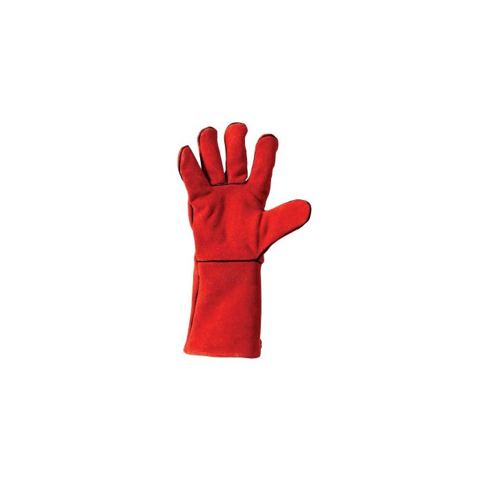 Guanto da saldatore in crosta bovina rosso con manichetta lunga 35 cm taglia 10 Rays Technosafe